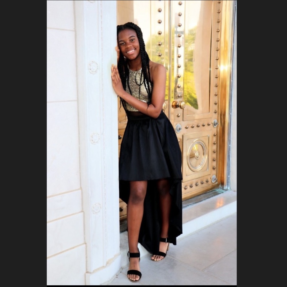 Gold & Black High-Low Gown